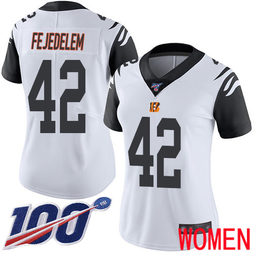 Cincinnati Bengals Limited White Women Clayton Fejedelem Jersey NFL Footballl #42 100th Season Rush Vapor Untouchable->women nfl jersey->Women Jersey